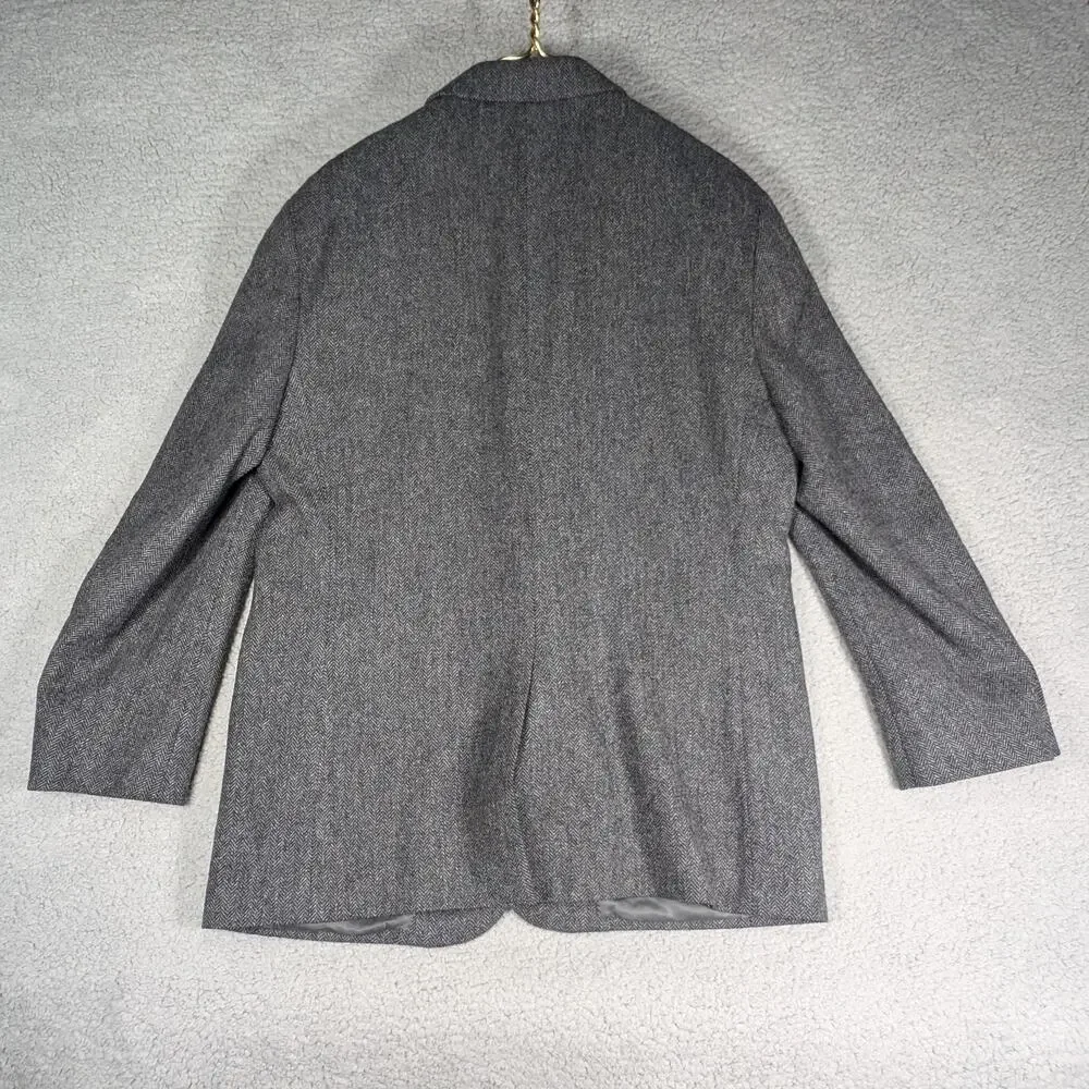 Brooks Brothers Blazer Mens 45R Gray Herringbone Wool Sport Coat Classic Jacket